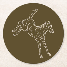 Posavasos Redondo De Papel Ternera de caballo de rana - línea transparente.