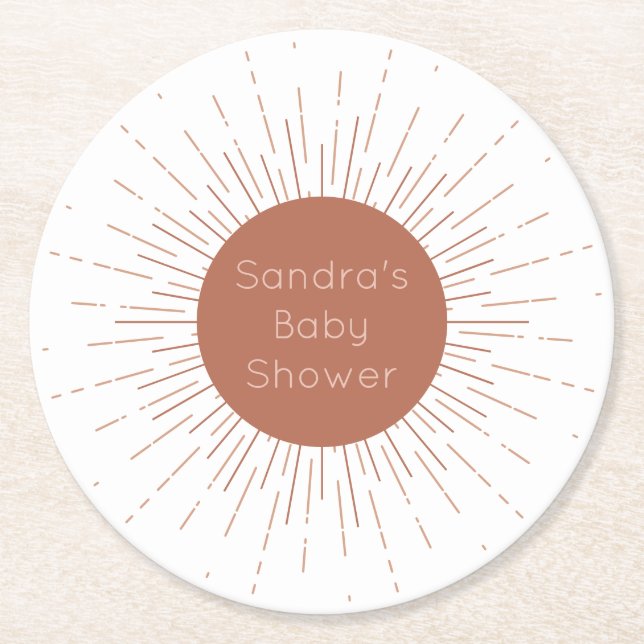 Posavasos Redondo De Papel Terracotta Boho Sun (Anverso)