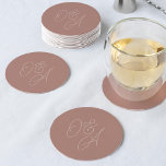 Posavasos Redondo De Papel Terracotta | Oversized Script Monogram Wedding<br><div class="desc">A beautiful typography based wedding coaster featuring your initials in tone on tone terracotta oversized script lettering. Personalize with your initials,  then use the Design Tool to adjust size and positioning to create your custom monogram.</div>