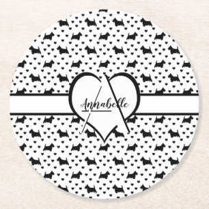 Posavasos Redondo De Papel Territorios escoceses negros (perros escoceses) -