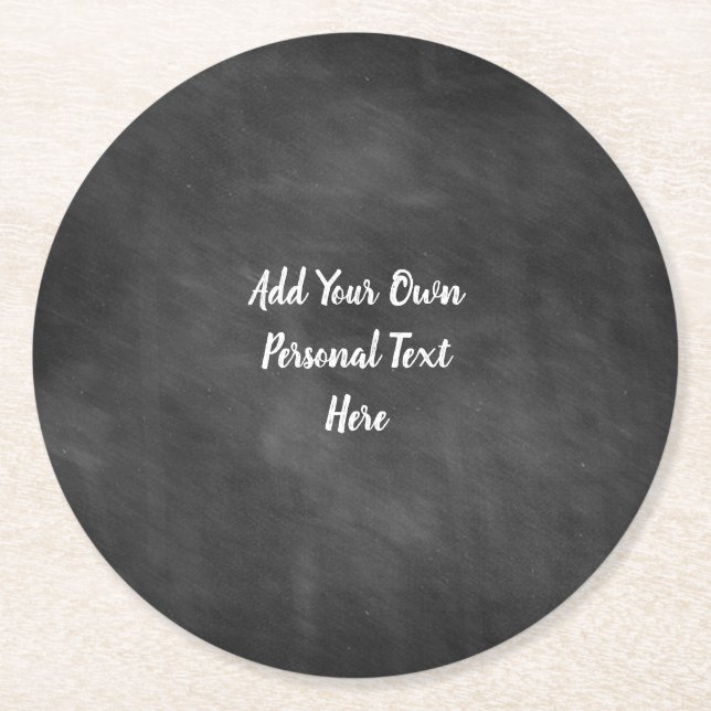 Posavasos Redondo De Papel Texto personalizado boda de la pizarra (Anverso)
