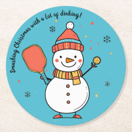 Posavasos Redondo De Papel Texto personalizado Dinking Snowman
