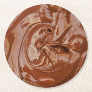 Posavasos Redondo De Papel Textura de chocolate fundida