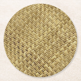 Posavasos Redondo De Papel Textura de paja trenzada rústica