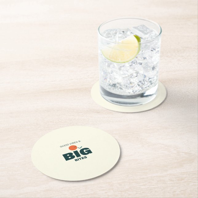 Posavasos Redondo De Papel Thanksgiving/Friendsgiving Dinner Coaster (In situ)