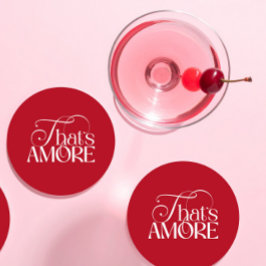 Posavasos Redondo De Papel That’s Amore Red script Bridal Shower