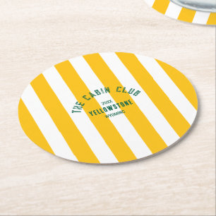 Posavasos Redondo De Papel The Cabin Club Cresta Personalizada Amarilla con F