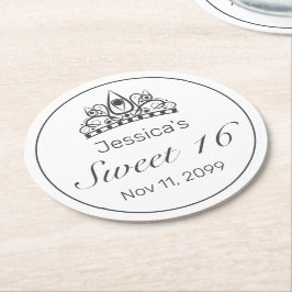 Posavasos Redondo De Papel Tiara Minimalista moderno negro dulce 16