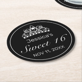 Posavasos Redondo De Papel Tiara Minimalista moderno negro dulce 16
