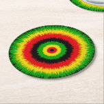 Posavasos Redondo De Papel Tie Dye Pattern in Rasta Flag Colors<br><div class="desc">Get those reggae beach bar vibes with these cool Rasta flag coloured tie-dye effect drinks coasters</div>
