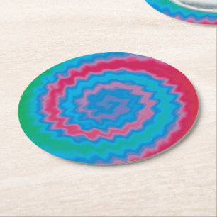 Posavasos Redondo De Papel Tie dyed groovy funky modelo giratorio fresco