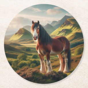 Posavasos Redondo De Papel tierras altas de Escocia caballo Clydesdale