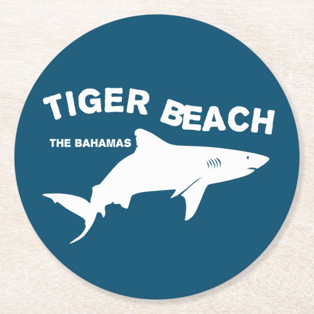 Posavasos Redondo De Papel Tiger Beach - Bahamas | Submarinismo con tiburones (Anverso)