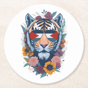 Posavasos Redondo De Papel Tigre palestino - BANDERA palestina - Regalo por P