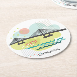 Posavasos Redondo De Papel Tilikum que cruza el práctico de costa de Portland