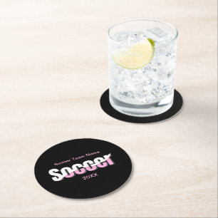 Posavasos Redondo De Papel Tipografía de fútbol arte moderno Resumen Swish