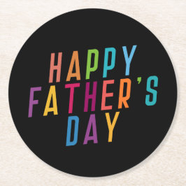 Posavasos Redondo De Papel Tipografía simple del Día del Padre Feliz | Montañ