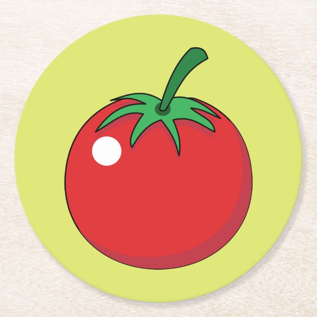 Posavasos Redondo De Papel Tomate Rojo (Anverso)