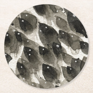 Posavasos Redondo De Papel Tormenta de peces