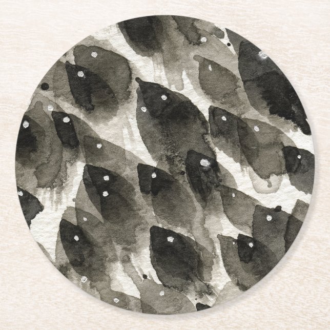 Posavasos Redondo De Papel Tormenta de peces (Anverso)