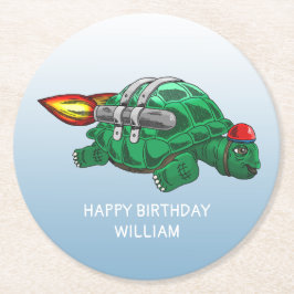 Posavasos Redondo De Papel Tortuga de cohetes