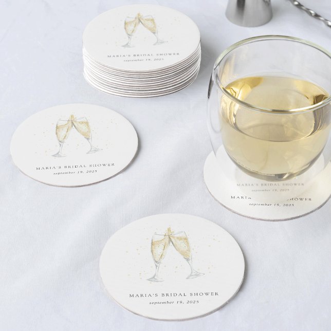 Posavasos Redondo De Papel Tosta de champán Ducha de novia personalizada (Subido por el creador)