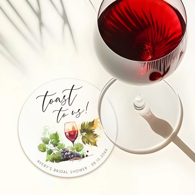Posavasos Redondo De Papel Tostada Chic Para Nosotros Acuarela Tema de Vino (Subido por el creador)