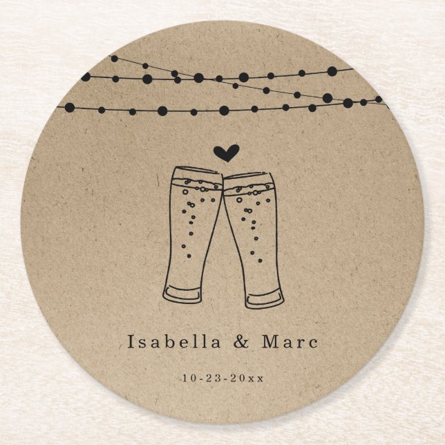 Posavasos Redondo De Papel Tostada de cerveza (Anverso)