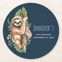 Posavasos Redondo De Papel Tragedia de Agua Cuta y Hojas Tropicales Cumpleaño