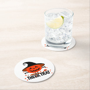 Posavasos Redondo De Papel Treck Trat Pumpkin Sonriente