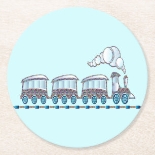 Posavasos Redondo De Papel Tren de juguete
