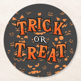 Posavasos Redondo De Papel Trick o Trek Halloween Paper Coasters