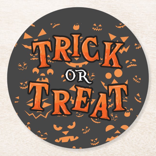 Posavasos Redondo De Papel Trick o Trek Halloween Paper Coasters (Anverso)