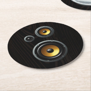 Posavasos Redondo De Papel Trío de madera retro de moda del altavoz del gran