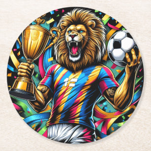 Posavasos Redondo De Papel Trofeo de fútbol campeón de fútbol de león Victori