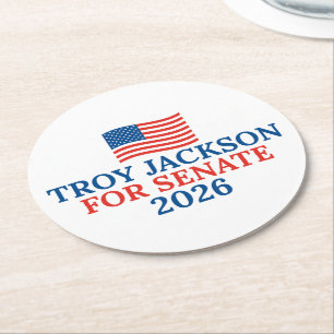 Posavasos Redondo De Papel Troy Jackson para Senado Partido Electoral 2026