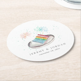 Posavasos Redondo De Papel Trozo de amor de parejas personalizadas