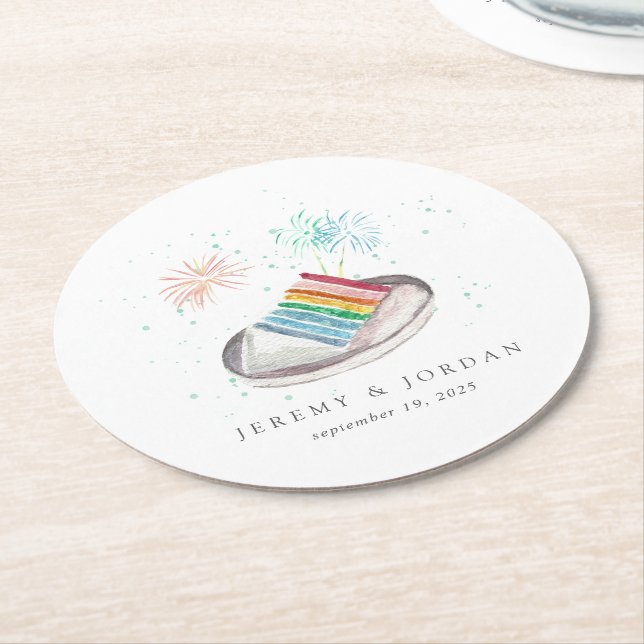 Posavasos Redondo De Papel Trozo de amor de parejas personalizadas (En perspectiva)