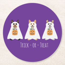 Posavasos Redondo De Papel Truco O Tratamiento Corgi Ghost Dogs Halloween