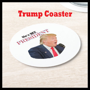 Posavasos Redondo De Papel Trump Patriótico 🚗 EEUU es mi presidente