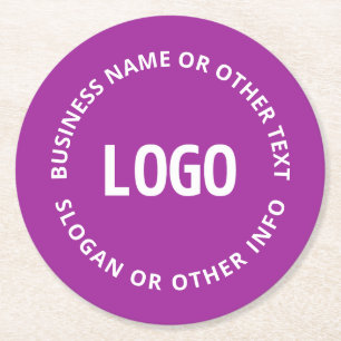 Posavasos Redondo De Papel Tu logotipo y texto personalizable Violeta Púrpu