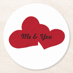 Posavasos Redondo De Papel "Tú y yo", las estrellas del corazón
