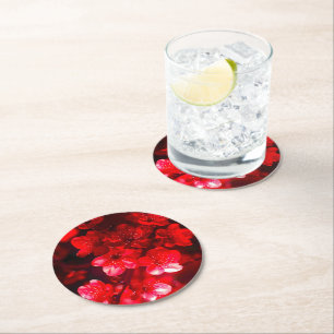 Posavasos Redondo De Papel Twilight Cherry Blossom Glow