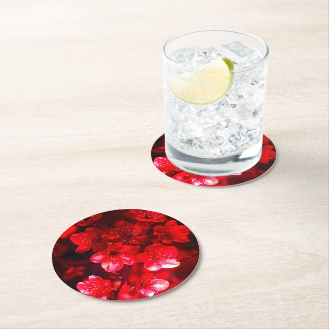 Posavasos Redondo De Papel Twilight Cherry Blossom Glow (In situ)