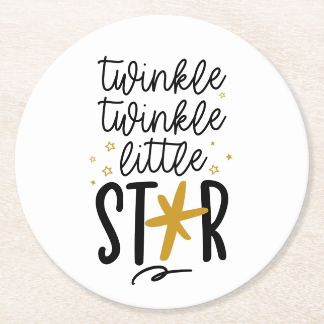 Posavasos Redondo De Papel Twinkle Twinkle Little Star Doodle (Anverso)