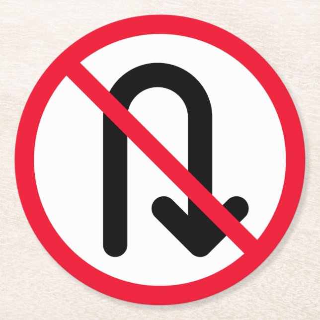Posavasos Redondo De Papel U Gira el Rótulo prohibido | Astras redondas Perso (Anverso)