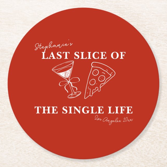 Posavasos Redondo De Papel Última pieza roja de la soltera de la vida (Anverso)