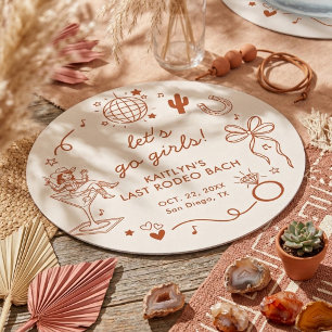 Posavasos Redondo De Papel Última Vaquera de Disco Rodeo Fiesta de Soltera