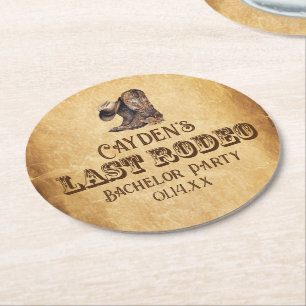 Posavasos Redondo De Papel Último Vaquero Rodeo Grunge Marrón Despedida de So