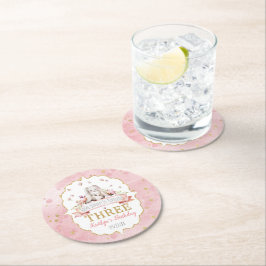 Posavasos Redondo De Papel Un conejo cumple tres años